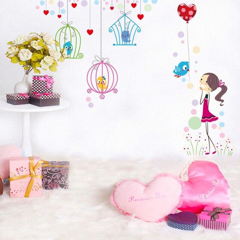 wall sticker xl8117 Pegatinas de pared de jaula de pájaros de revestimiento simple para niños sala de estar decoración del hogar calcomanías de vinilo de dibujos animados fondos de sofá de TV