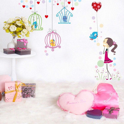 wall sticker xl8117 Pegatinas de pared de jaula de pájaros de revestimiento simple para niños sala de estar decoración del hogar calcomanías de vinilo de dibujos animados fondos de sofá de TV