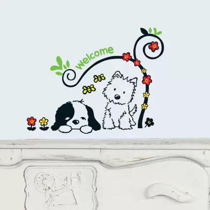 DM570045 Loyal Partner Cute Puppies Wall Decals Children's Room Nursery Removable Wall Stickers