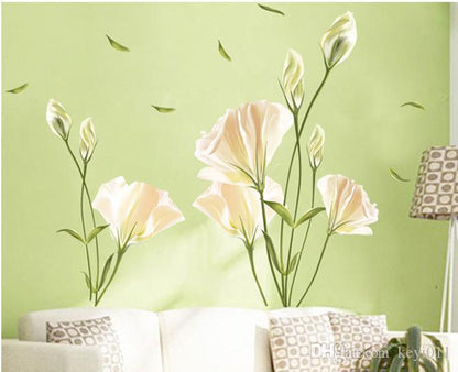 flowers wall stickers home decorations removable PVC transparent stickers floral decals tv background mural art AY9152