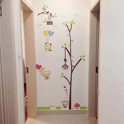 lovely wall paper tree Teddy bear decorate the classroom cartoon children room height sticker am9015