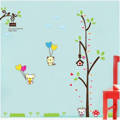 New Design Cute Tree Height Chart Measurement with Bears and Cloud DIY Wall Decal for Nursery Room Wall Sticker
