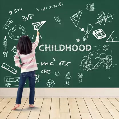 Reusable Self-Adhesive Chalkboard Wall Decal - Easy Erase, Durable PE Material for Home & Office Use, Black/Green -size:1.35feet wide x6 feet long 45x200cm