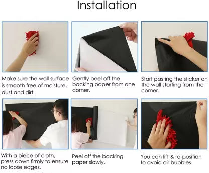 Reusable Self-Adhesive Chalkboard Wall Decal - Easy Erase, Durable PE Material for Home & Office Use, Black/Green -size:1.35feet wide x6 feet long 45x200cm