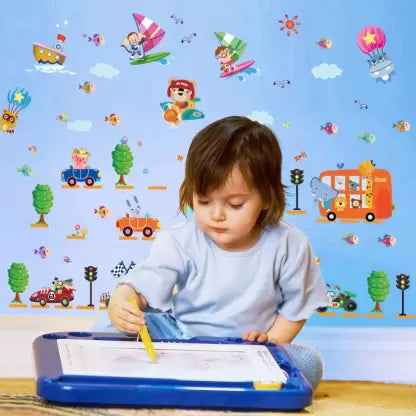 Creative Cartoon Car Wallpaper Kids Room Kindergarten Background Decorative Wall Stickers