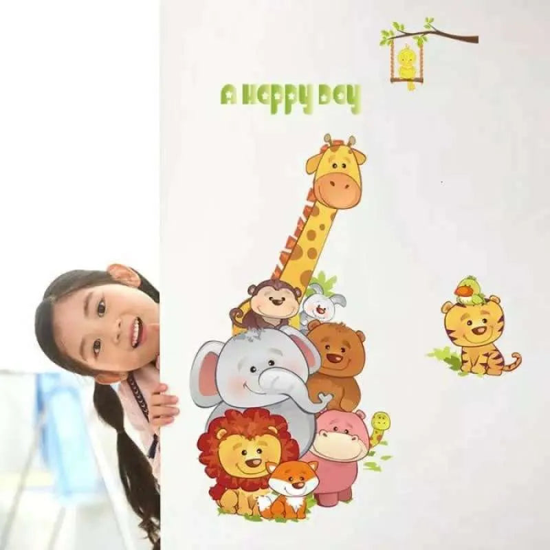 WALL STICKER STIKER DINDING SK9301 A HAPPY DAY ANIMAL WALLSTICKER
