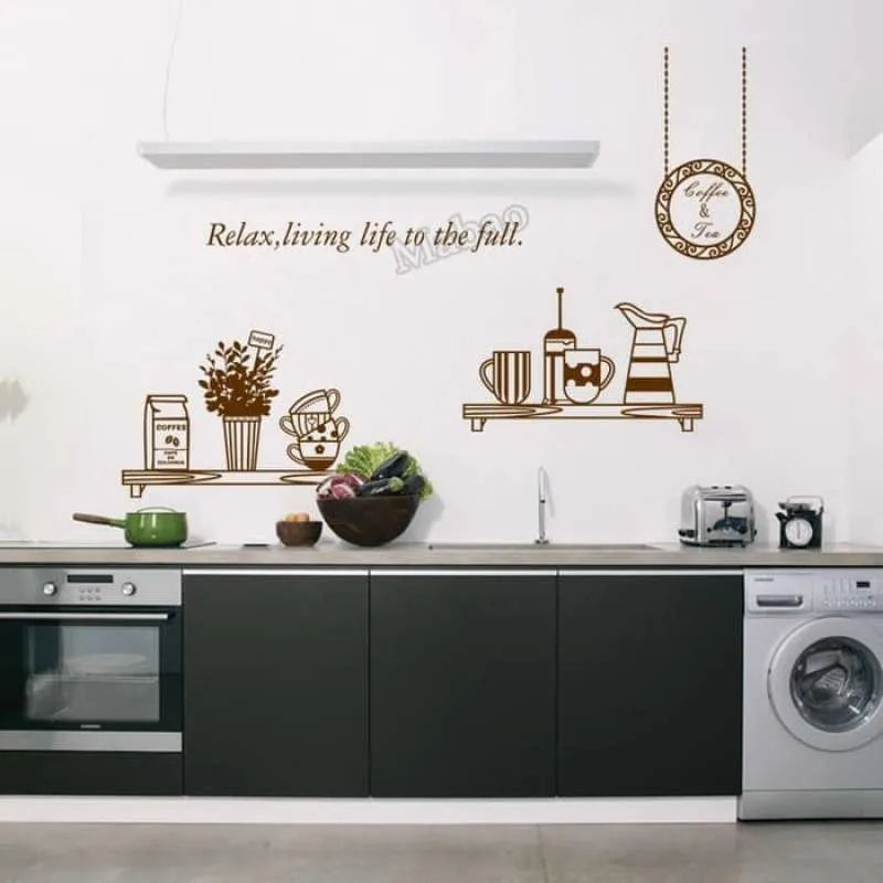 Wall stickers for kitchens, cafes, stylish, Scandinavian, cute, trees, flowers, cats, windows, wallpaper stickers, wall stickers, interior stickers, removable, wall decorations, wall decorations