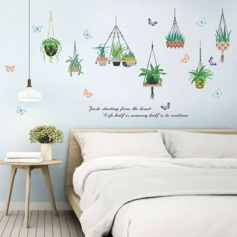 Wall Sticker Many Hanging Pots Cute Hanging Pots