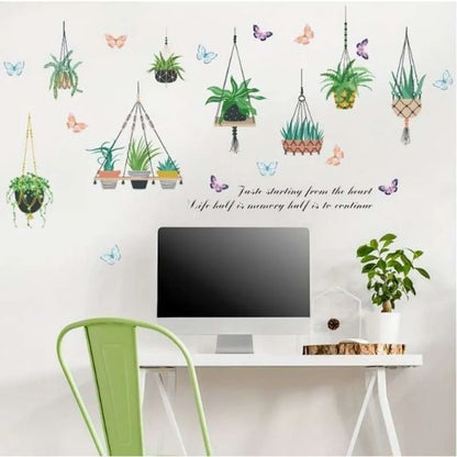 Wall Sticker Many Hanging Pots Cute Hanging Pots