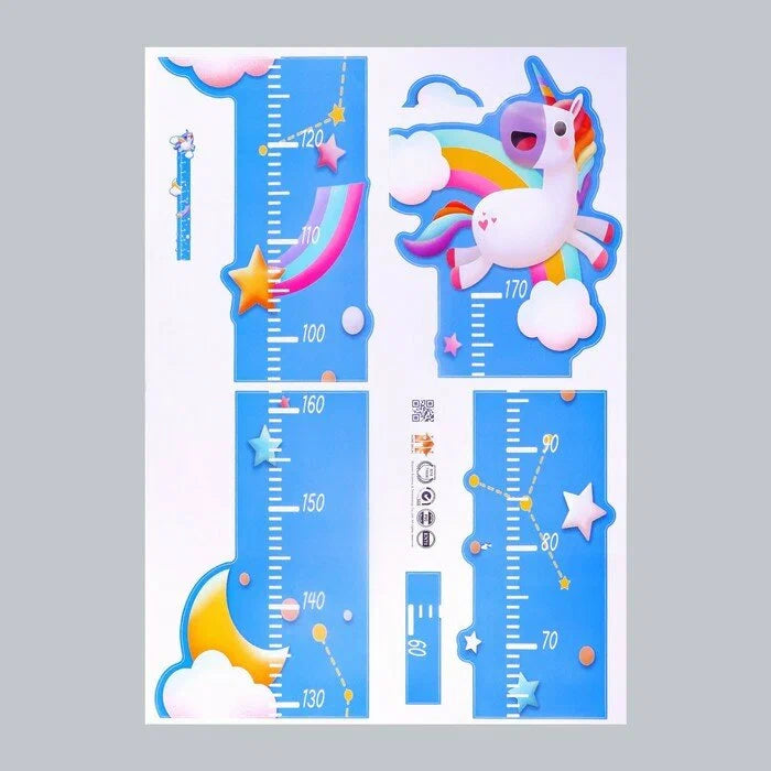 Stiker Dinding Pengukur Tinggi Badan /Wall Sticker Kartun - unicorn