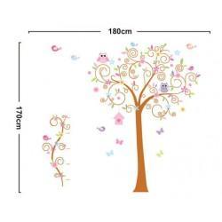 JM7250AB Owl Tree Wall Stickers for Kids Rooms 2pcs=1set Large Home Decor