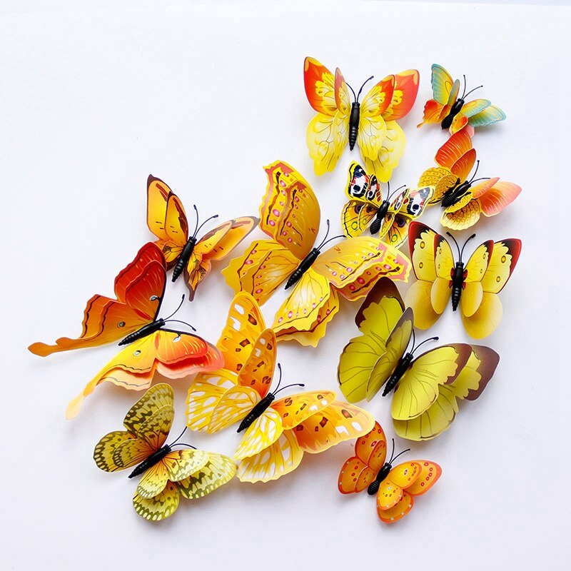 12 Pcs Butterfly Wall Stickers Decoration Magnet Butterflies on the wall DIY Wallpaper 3D PVC