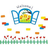 Cute Bear Window and Flower Wall Sticker size 60x90 ay840