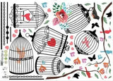 PG888  Girl's Walls Sticked with Bird Cages under Street Lamps and Loving Elk Composite Decoration Stickers