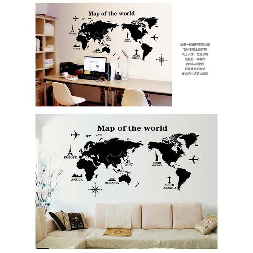 AY9133 New arrive Map of the World Wall sticker Black Large Vinyl Wall Decal Sticker Home decor