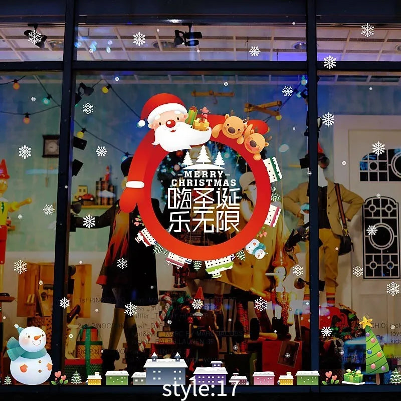 Home Decor Decals Christmas Santa Claus Snowflake Window Glass