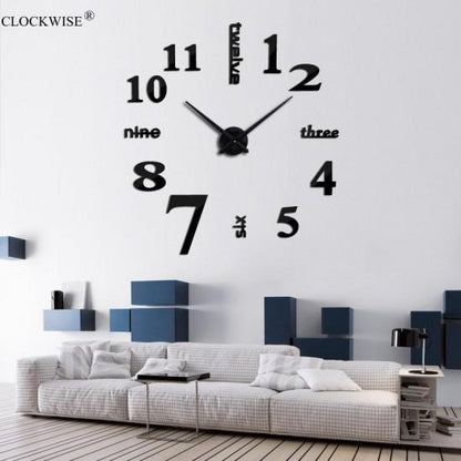 Wall Clock Sticker Acrylic Silent Digital Big 3D DIY Self adhesive ZH015