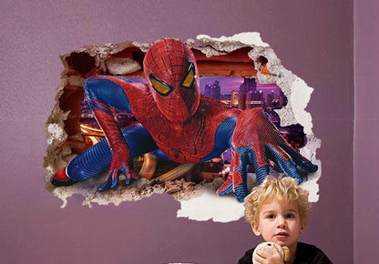 AY9269 3D Spiderman Floor Stickers wall Decals Removable PVC Superman Wall stickers Home Decor Mural Cartoon Decor