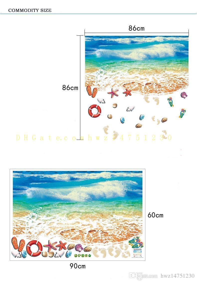 The SK9174N blue beach nano waterproof and oil-proof wall is attached to the porch bedroom floor seamless patchwork sticker PVC