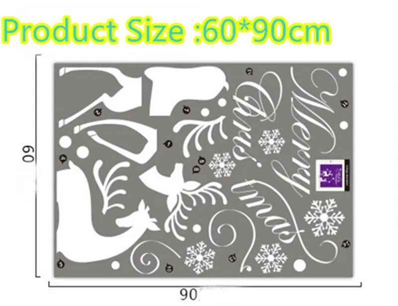 White Snow Reindeer Window Glass Door Removable Christmas Wall Sticker