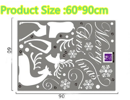 White Snow Reindeer Window Glass Door Removable Christmas Wall Sticker