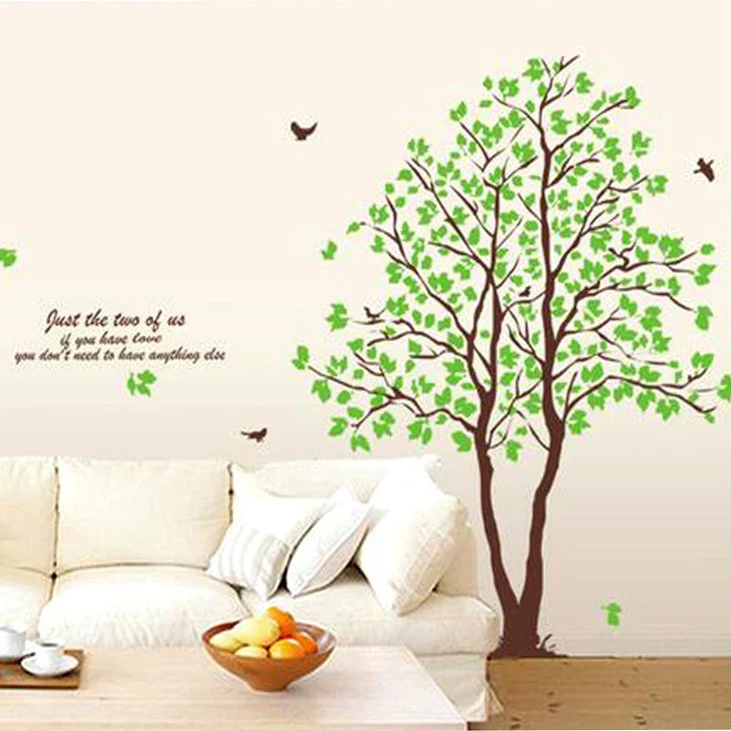 Green Trees and Birds Living Room Home Decoration Wall Stickers on the Wall ay698 Size: 60x90