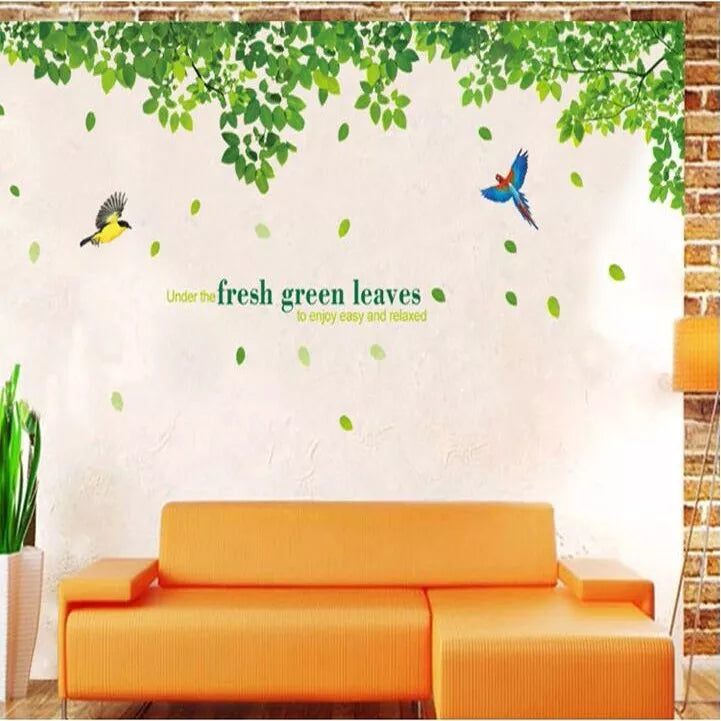 Green Leaves Wall Art Sticker Home Décor DIY Living Room Bedroom Wall Sticker Ay233b