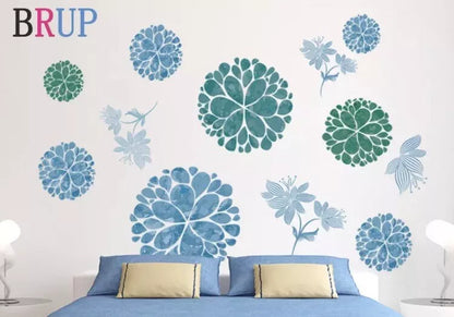 Blue & Green Floral Mandalas Wall Stickers or Cabinets Decal Set