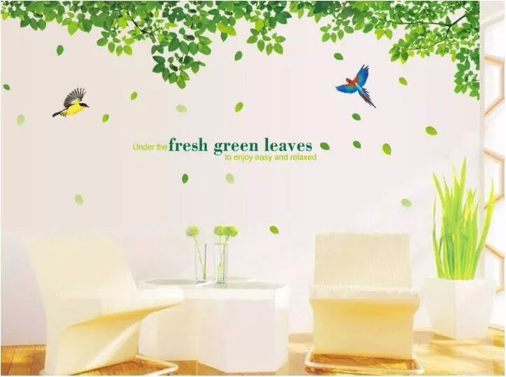 Green Leaves Wall Art Sticker Home Décor DIY Living Room Bedroom Wall Sticker Ay233b