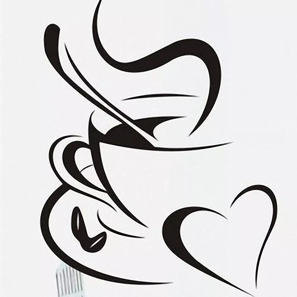 Double Love Coffee Cup Wall Sticker Removable Home Decor Wall Art Two Colors New