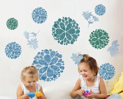 Blue & Green Floral Mandalas Wall Stickers or Cabinets Decal Set