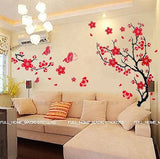 VAGA Stylish Adhesive Rooms Walls Vinyl DIY Stickers/Murals/Decals/Tattoos/Transfers with Red Japanese Cherry Blossoms Tree/Branch and Butterflies Designs size