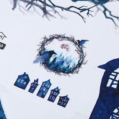 JM7360 Halloween Ghost Bird Creative Decoration Background Wall Sticker - Multi-A