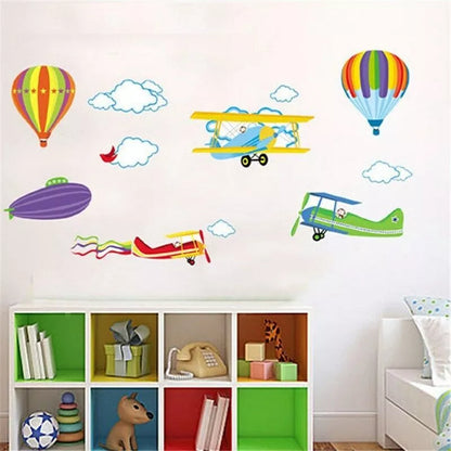 Jm6607 Wall Sticker For Kids Room Home Decoration Wall Decor Air Balloon Plane