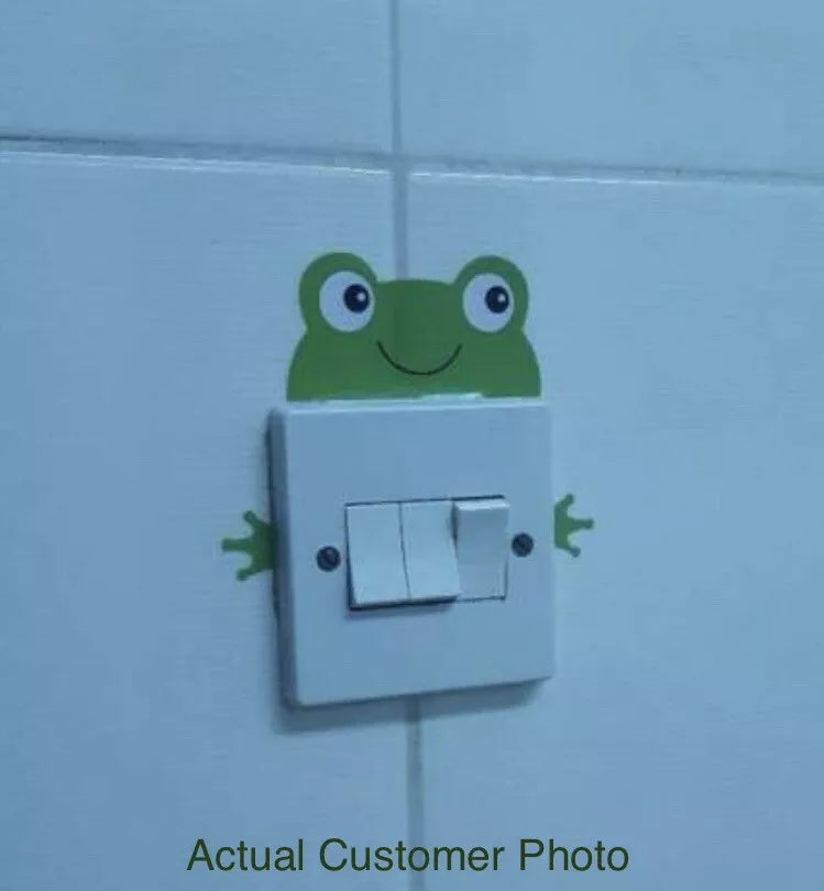 NEW Set of 12 Cartoon Animals Light Switch Cat Lion Frog Crab Panda Wall Sticker