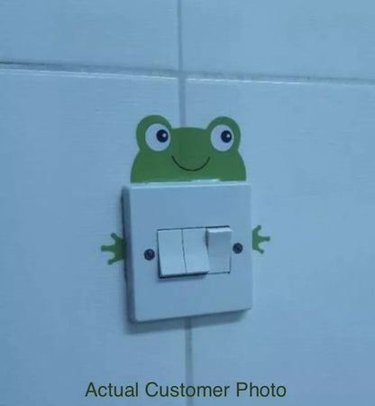 NEW Set of 12 Cartoon Animals Light Switch Cat Lion Frog Crab Panda Wall Sticker