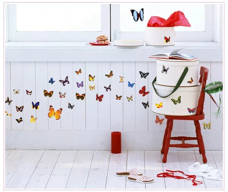 NC5070 7  butterfly color transparent furnishing decorative wall stickers