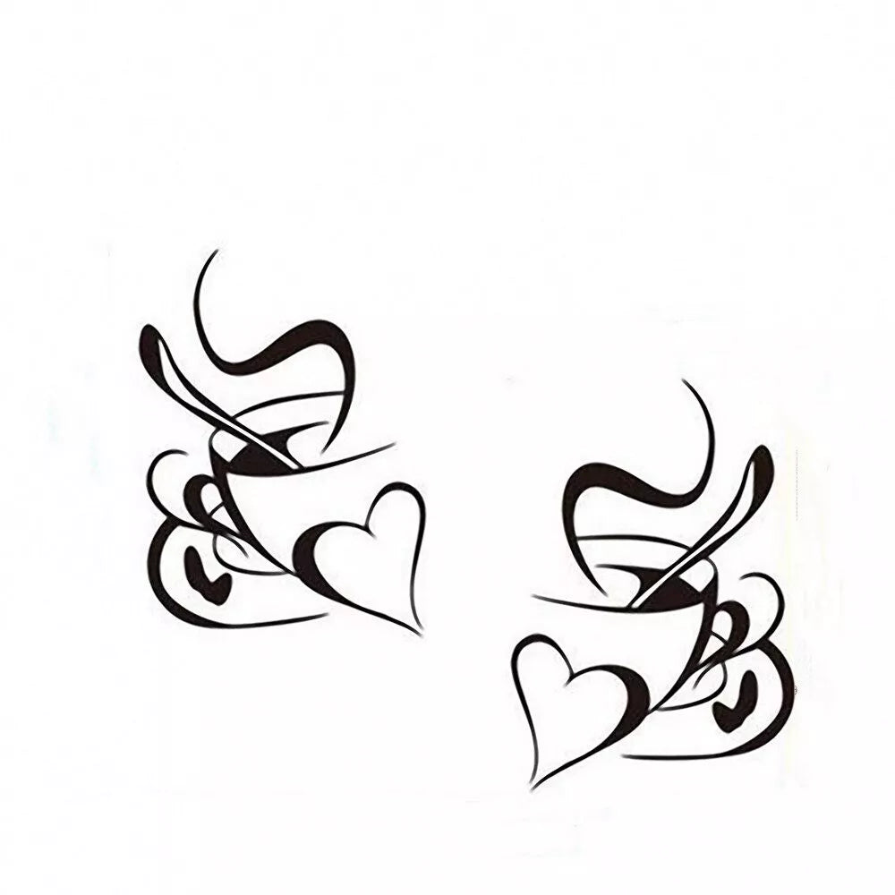 Double Love Coffee Cup Wall Sticker Removable Home Decor Wall Art Two Colors New
