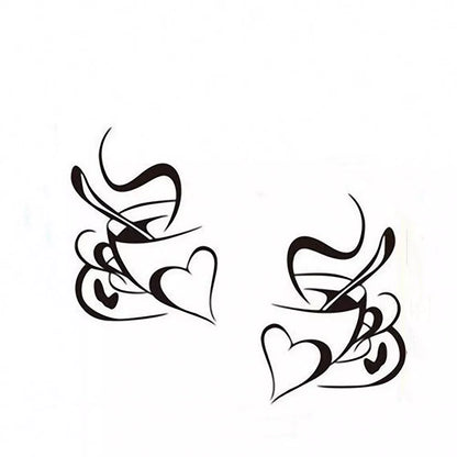 Double Love Coffee Cup Wall Sticker Removable Home Decor Wall Art Two Colors New