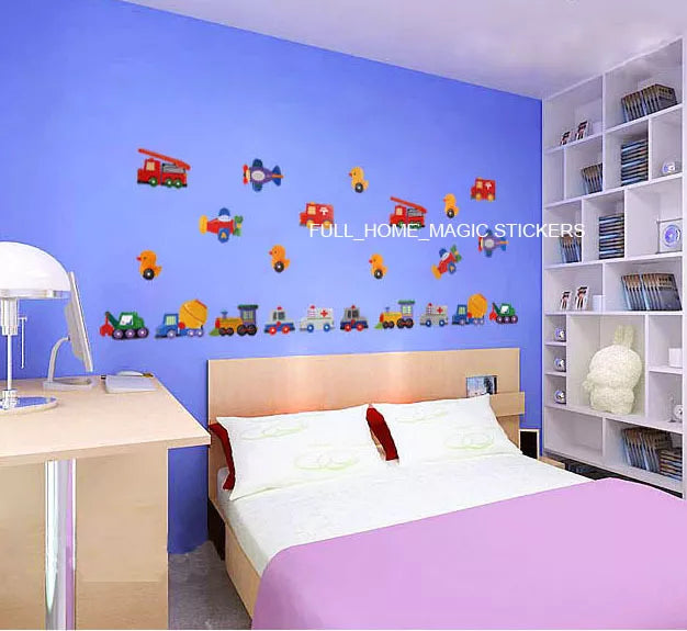 Ncs0037 Toy Cars/Truck/Duck Transport 23pc Wall Sticker Decal Nursery Baby Kids Decor