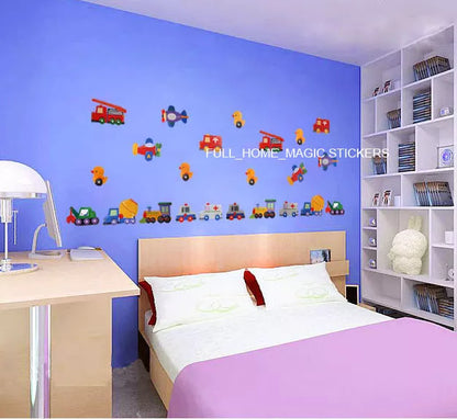 Ncs0037 Toy Cars/Truck/Duck Transport 23pc Wall Sticker Decal Nursery Baby Kids Decor