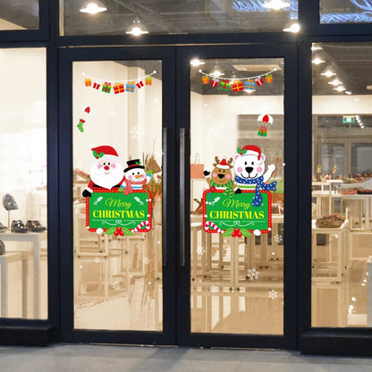 2X Christmas Sticker Xmas Window Door Santa Claus Home Glass Decals Party