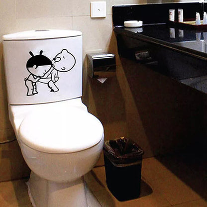 Funny Toilet Seat Sticker PVC Decals Bathroom Funny Boy Girl Sticker Art