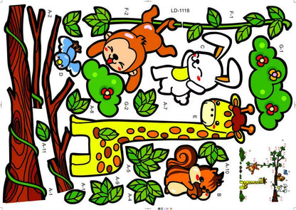 Giraffe Monkey Jungle wall Sticker Children;s Room Nursery Removable DM690003