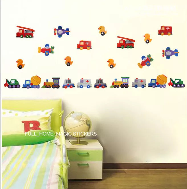 Ncs0037 Toy Cars/Truck/Duck Transport 23pc Wall Sticker Decal Nursery Baby Kids Decor
