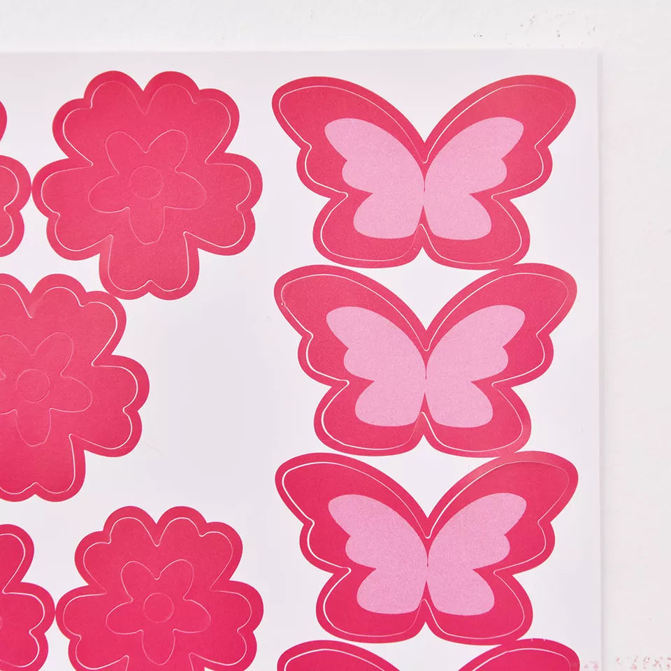 108 flowers & 6 butterfly wall decor sticker removable diy creativeeet hom SFG