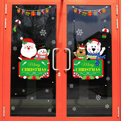 2X Christmas Sticker Xmas Window Door Santa Claus Home Glass Decals Party