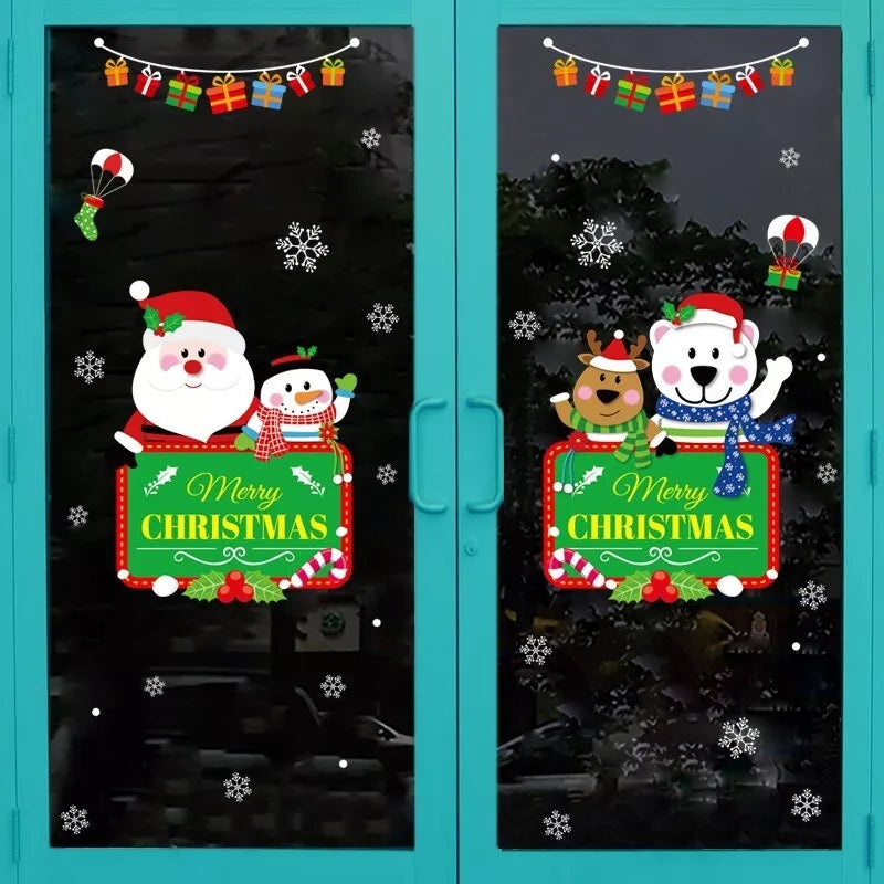 2X Christmas Sticker Xmas Window Door Santa Claus Home Glass Decals Party