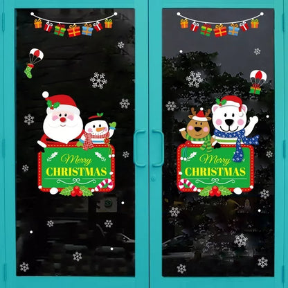 2X Christmas Sticker Xmas Window Door Santa Claus Home Glass Decals Party