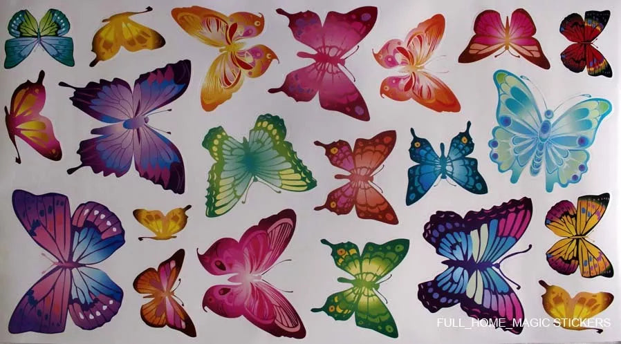 Butterfly World - Wall Decals Stickers Appliques Home Decor Hl964  ‎Size: 60x34
